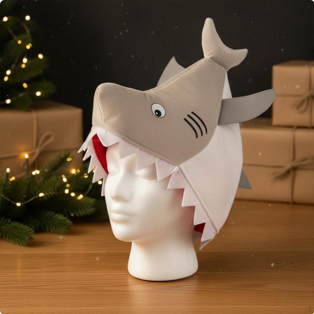 Soft Shark Head Hat Cute Photo Prop Animal Headwear for Christmas, Party