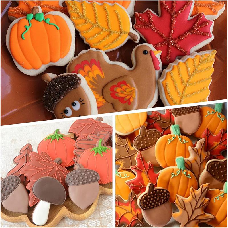 Fall Silicone Mold For Halloween Thanksgiving Pumpkin Maple Leaf Acorn Shape Chocolate Jummy Candy Cookies Mold Harvest Theme