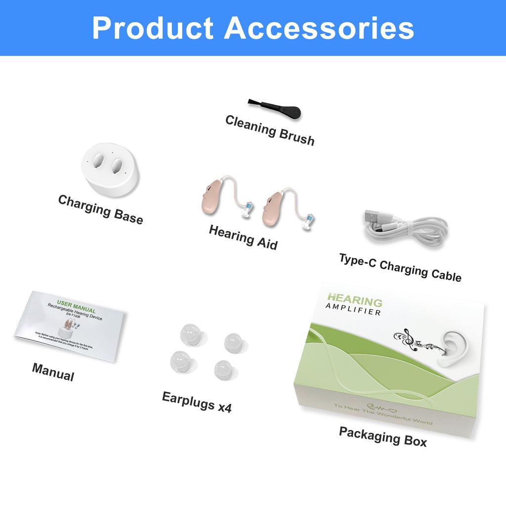 EN-T100B Earback Hearing Aid for the Elderly Portable Rechargeable