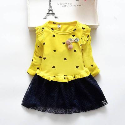 Spring and Autumn Girls Long Sleeve Dress New Korean Children Mesh Princess Skirt Kids Clothing