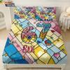 3pcs Imitation Glass Painted 67 Element Printed Coreless Bed Sheet Set, Multi Size Bedroom Bed Cover Decoration Machine Washable