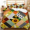Sunflower Duvet Cover Set King/Queen Size Print Decor Botanical Plants Yellow Floral Comforter Cover Black Polyester Quilt Cover