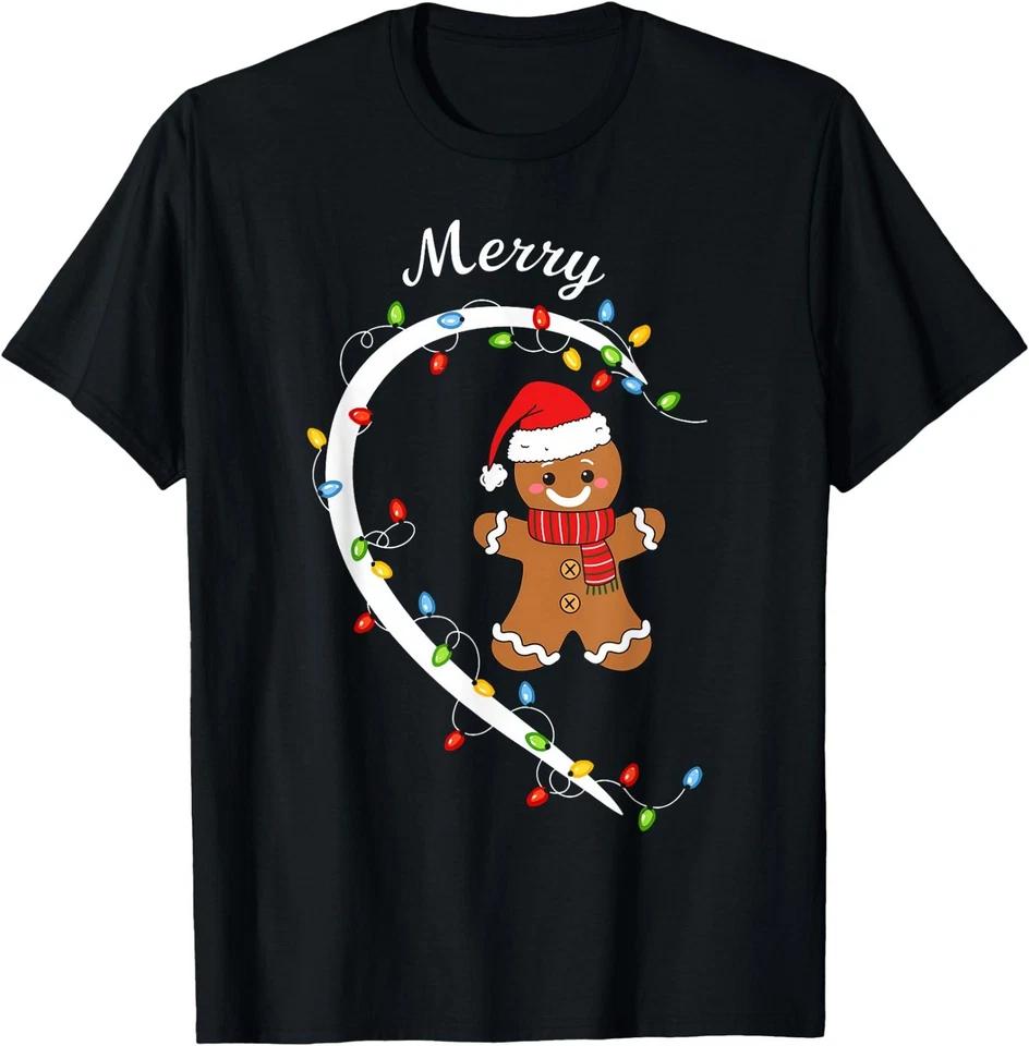 Merry Christmas Gingerbread Couple Christmas Pajama Adult Kid TShirt L