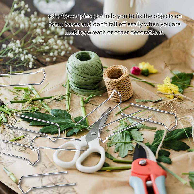100pcs Metal Floral Pins, 1.81 Inch U Pins for Crafts, Flower Pins Greening Pins, Plant Pins for Indoor Plants, DIY Craft Projects Bouquet
