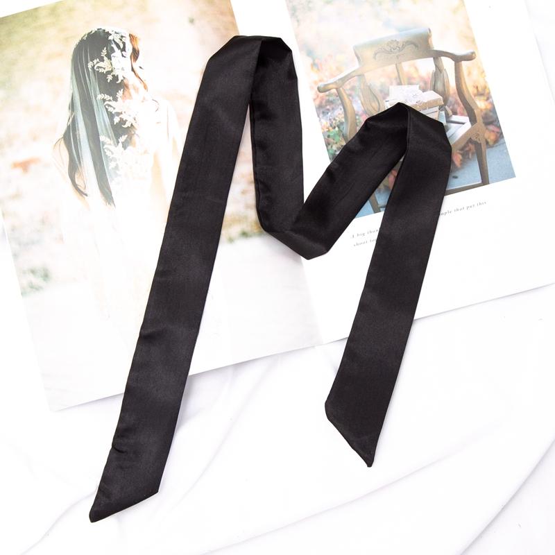 Neuer langer Taschenschal Damen Haarband Damen Accessoires Einfarbige schmale Schals Stirnband Satinband Krawatte Dekorative Taschenschals