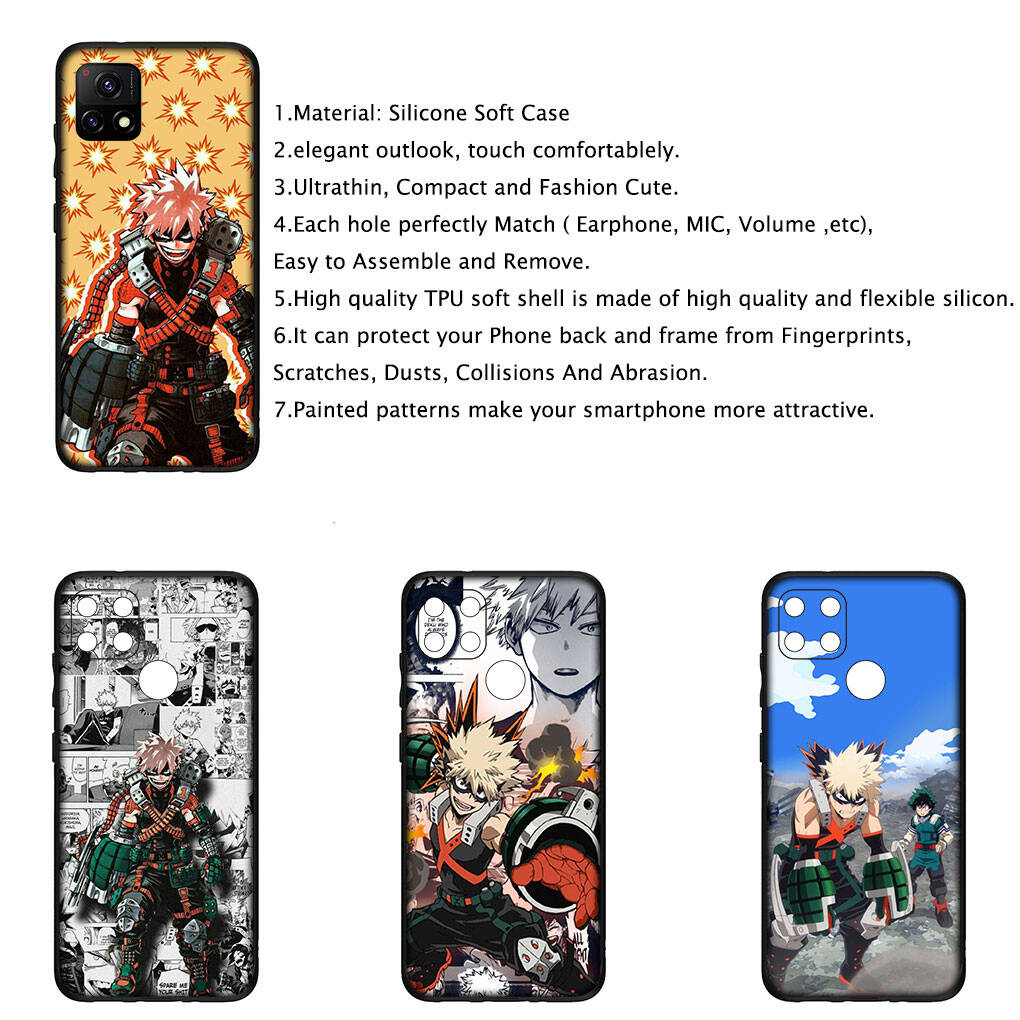 For Samsung Galaxy S25 S24 S23 iPhone 17 16 15 Xiaomi Redmi Note 14 13 12 11 Pro Max XR Phone Case Bakugou Katsuki My Hero Academia OPPO Huawei Cover