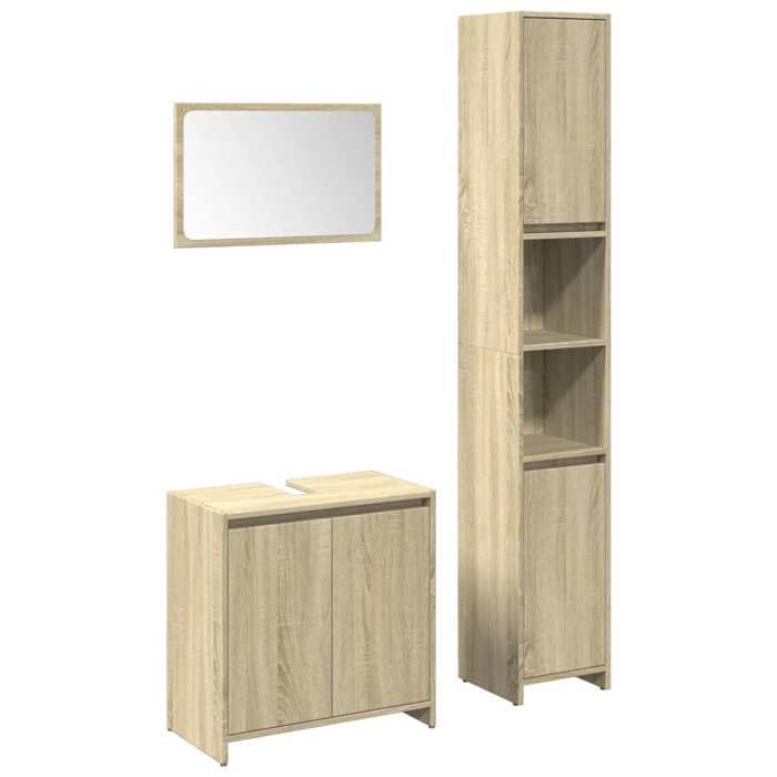 VidaXL Ensemble De Meubles De Salle De Bain 3 Pcs Chêne Sonoma, Armoire De Salle De Bain, Armoire De Rangement De Toilette, 3324974
