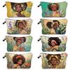 Women Black Girl  Print Cosmetic Bag Toiletries Organize Travel Storage Case Bag 6425 KTB