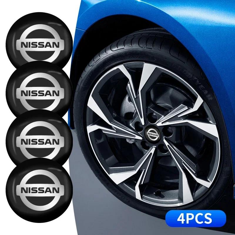 4 Pezzi Emblema in Metallo di Alluminio Tappi Centrali per Mozzo Ruota Auto Adesivo Distintivo Per Nissan X-trail Qashqai Note Juke Sentra Patrol Navara