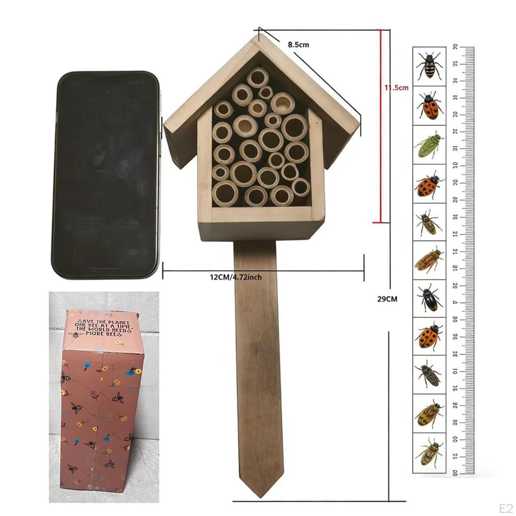 2 Pieces Wooden Bee House Box Decoration Shelter Ornament Sturdy Garden Habitat Butterfly Hotel