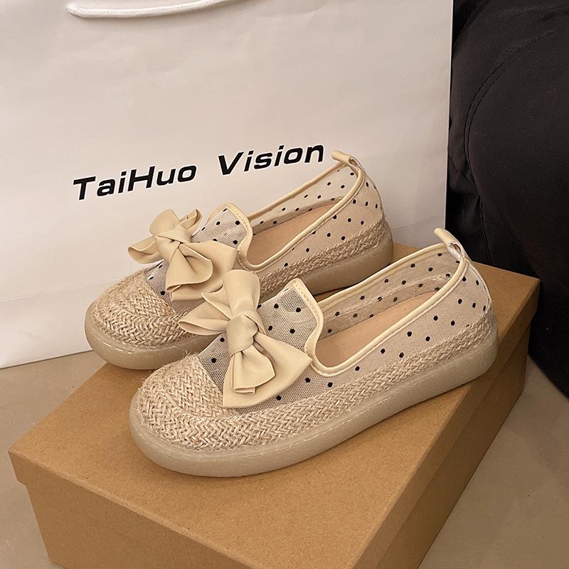 Evening Wind Single Shoes Women's 2025 New Spring and Summer One-pedal Loafer Fisherman Shoes Thick-soled Breathable Mesh Doudou Shoes