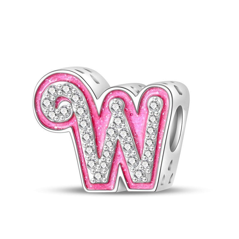 Fashion Barbie Pink Alphabet Beads DIY Bracelet Jewelry Making Kit with Charms