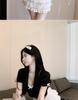 Sexy Bowknot U-Neck Clavicle T-Shirt: Low-Cut Summer Top for Women - Short-Sleeved, Tight Fit