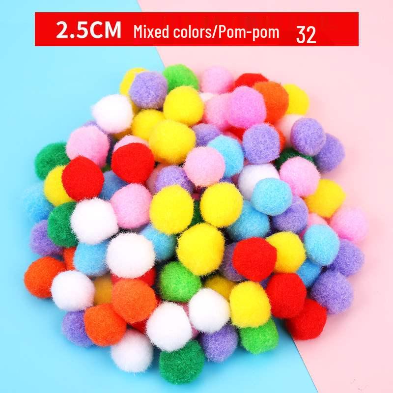 Mixed Color Fluffy Pom Poms: High Elasticity Handmade Plush Balls for DIY Decorative Accessories
