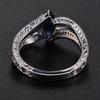 Navy Blue Gemstone Ring for Women, Modern Geometric Design CopperRing, Romantic Engagement & Party Jewelry Gift for Her