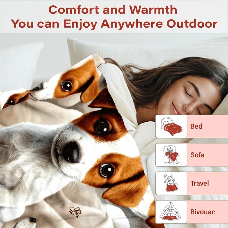 Cute Dog Portrait Fleece Blanket Throw For Puppy Lovers Pet Gift Cozy Winter Warm Throw Fleece Blanket Dog Mom Dad Home Decor