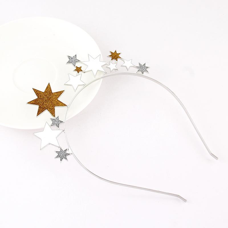 Simple Star Headbands Party Hair Hoops Gold/Silver Color Metal Rhinestone Hairbands for Women Girls Bride Wedding Hair Jewelry