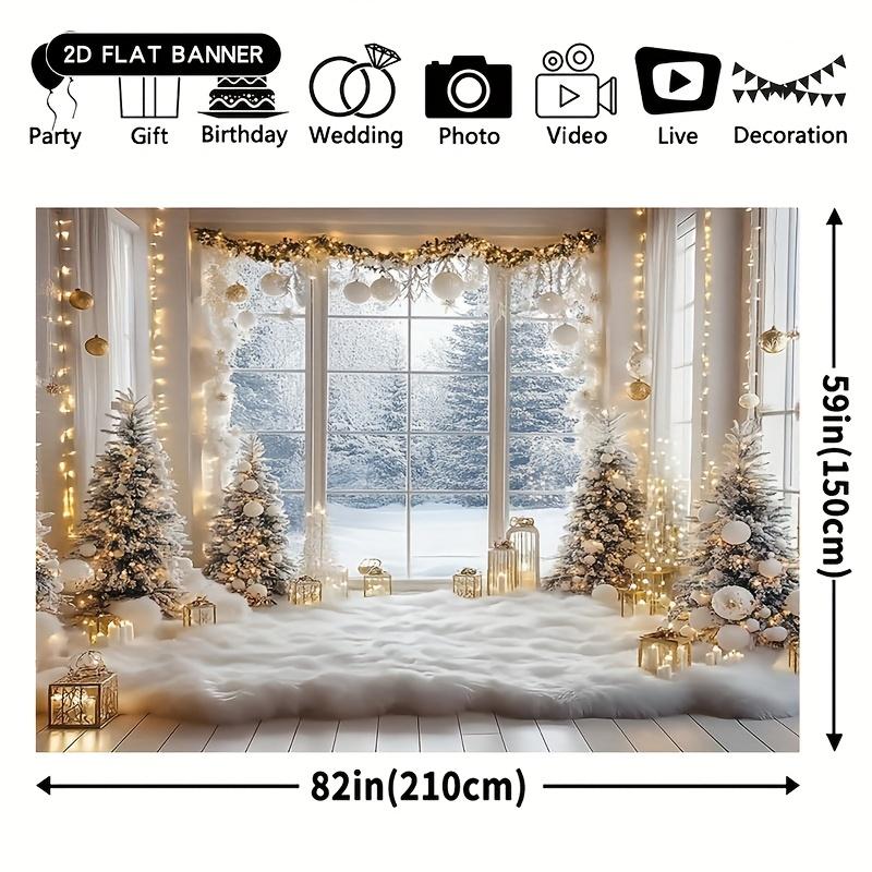 2D flat banner 1pc 1 piece winter wonderland background fabric featuring snow scenes flashing lights and elegancezyc