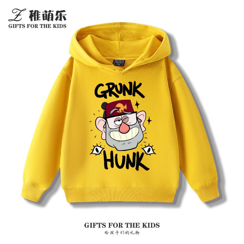 Gravity Falls Anime Fun Hooded Sweatshirt Boys Girls Children's Fall and Winter Padded Cute Casual Trend Warm Long Sleeve Top