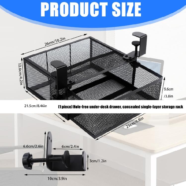 Schnell installierbare Aufbewahrungsschubladeneinheit unter dem Tisch für Papiere, Schlüssel, Büro, Zuhause, Ausziehbarer Organizer-Schublade