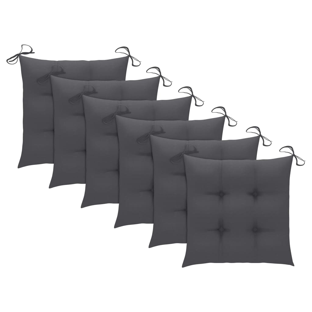 Foldable Garden Chairs 6 pcs with Cushions Solid Acacia Wood