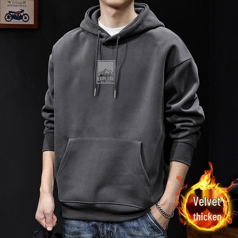 Herren Hoodie mit Retro-Buchstabendruck - Amerikanischer Hong Kong Stil, Lockerer Schnitt, Trendige Freizeitjacke für Frühling/Herbst.