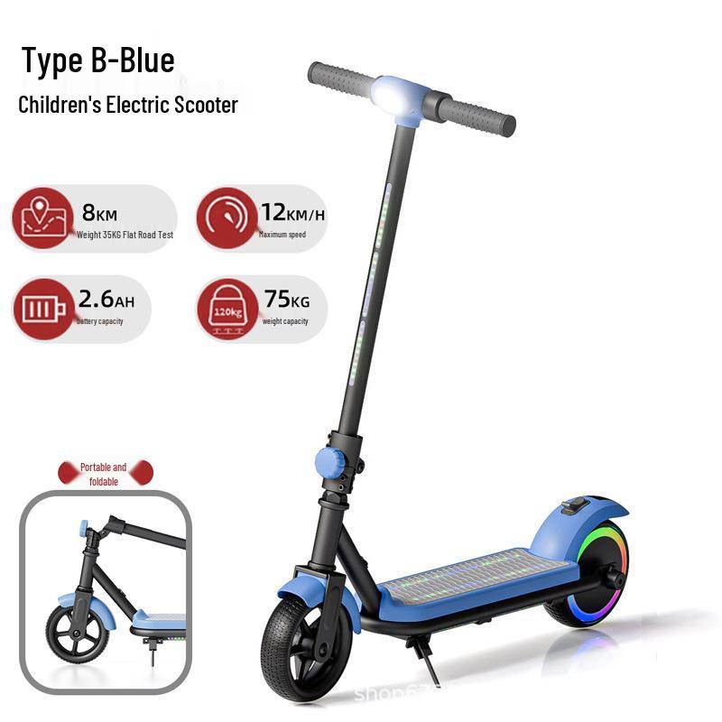 Patinete Eléctrico Plegable para Niños con Ruedas Intermitentes - Adecuado para Adolescentes y Adultos