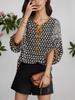 Retro Print Lace-Up Mid-Sleeve Chiffon Shirt - Women's European & American Style 2026