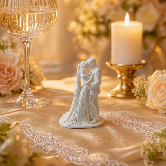Yousheng 3D-gedruckte Figurenpaar, Romantische Hochzeitsdekoration, Romantische Hochzeits-Liebesstatue für Tortenaufsätze Eingangsbereiche Schminktische Hochzeit