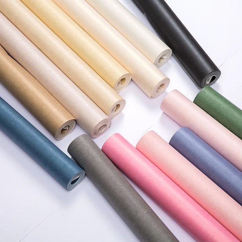 Carta da parati di lusso leggero nordico Kaze Jun seta liscia semplice moderna grigio blu caffè rosa carta da parati non tessuta