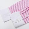 Women's Casual Pink and White Striped Long-Sleeve Lapel Shirt - Preppy, Age-Reducing Style