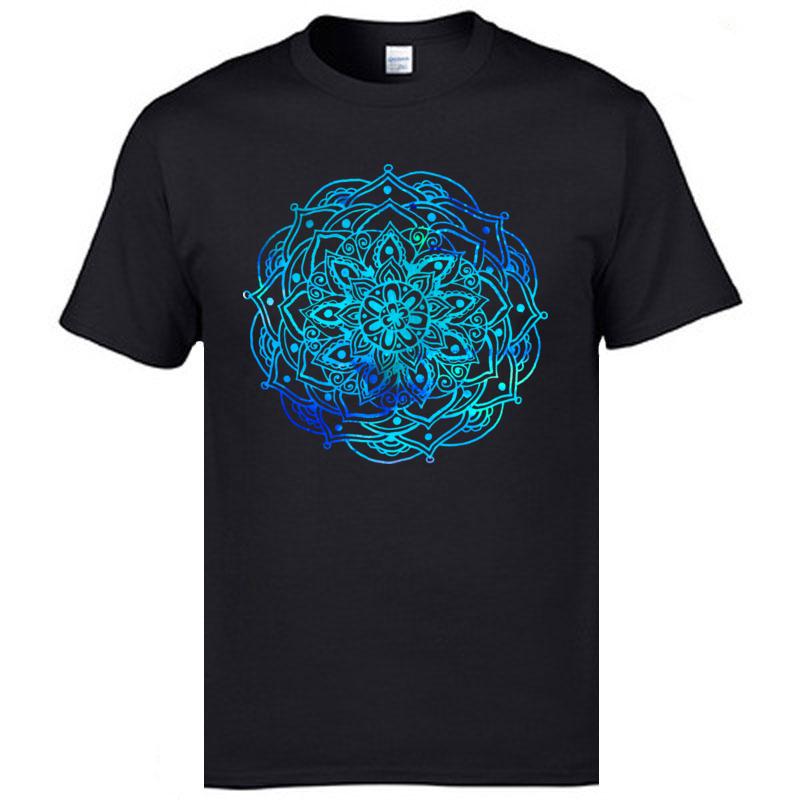 Classic Mandala Pattern Mens Tshirts High Quality Short Sleeve Casual Slim Fit Tops T Shirt Flower Print Buddha OM T-Shirts
