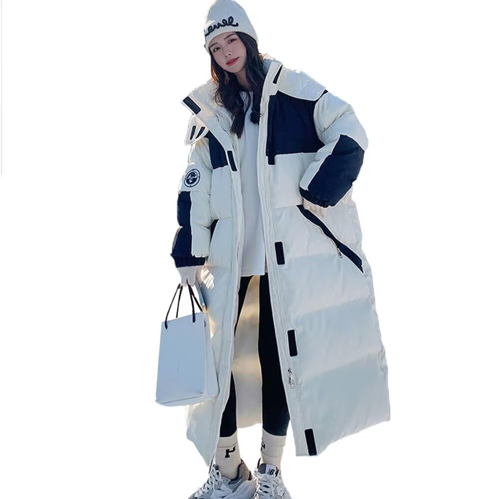

YoniStar Bench Down Long Padded Down Outerwear with Extra Winter Wear Women s Coat, Coat, Coat, Jacket, Hood, Lightweight, Thick, Long, Knee-Length, белый