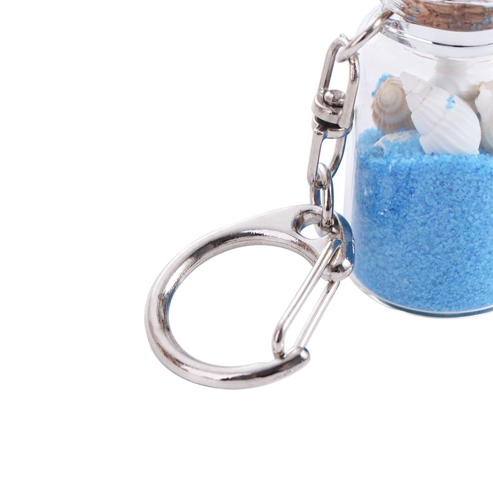 Sea Sand Drifting Bottle Keychain with Cork Beach Style Keychain  Fun Decorative