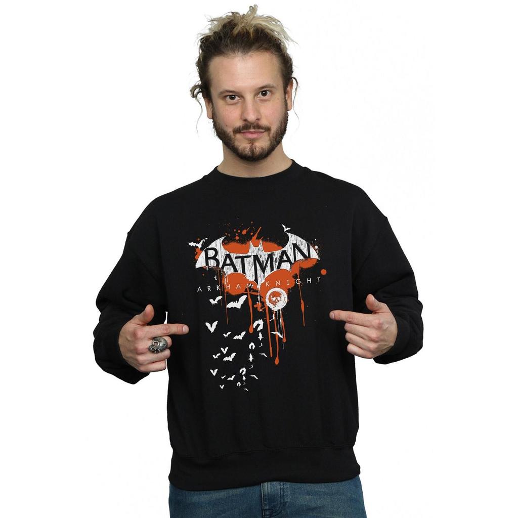 DC Comics Mens Batman Arkham Knight Halloween Logo Art Sweatshirt