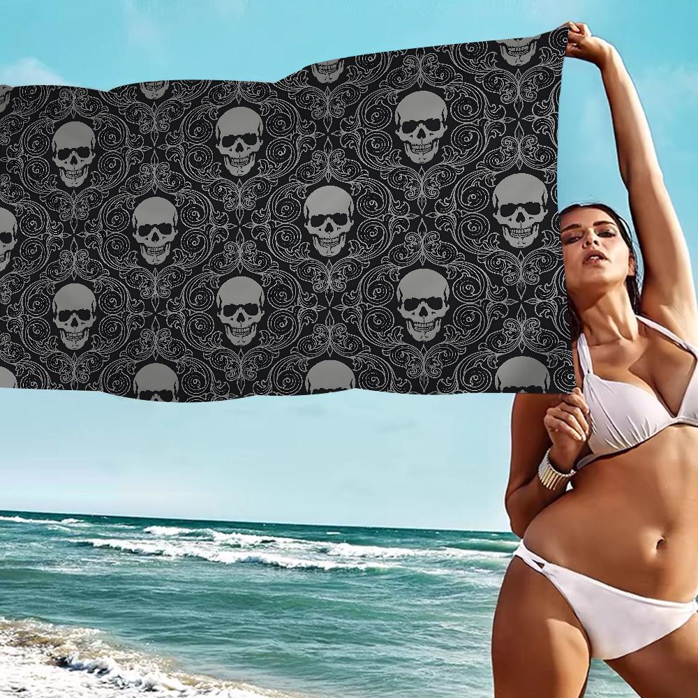Crâne Horreur Sorcellerie Gothique Grandes Serviettes de Plage en Microfibre Serviette Sable Serviettes de Plage Serviette de Piscine pour Voyage Piscine Natation Yoga