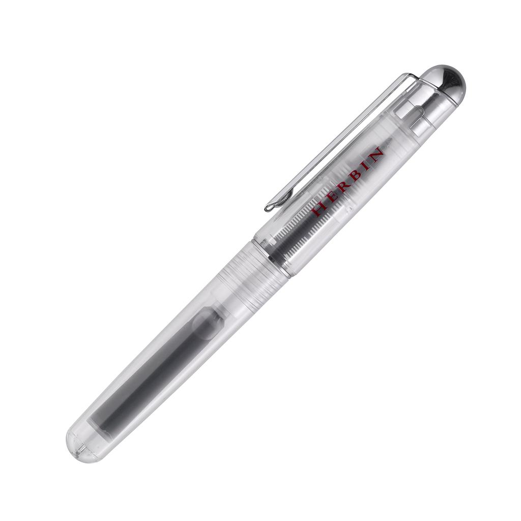 Herbin Rollerball Fine Point for Cartridge Includes One Ink Cartridge Skeletonized Body for Easy Ink Color and Level Check Pen, (0.5mm), Ink, (Blue),