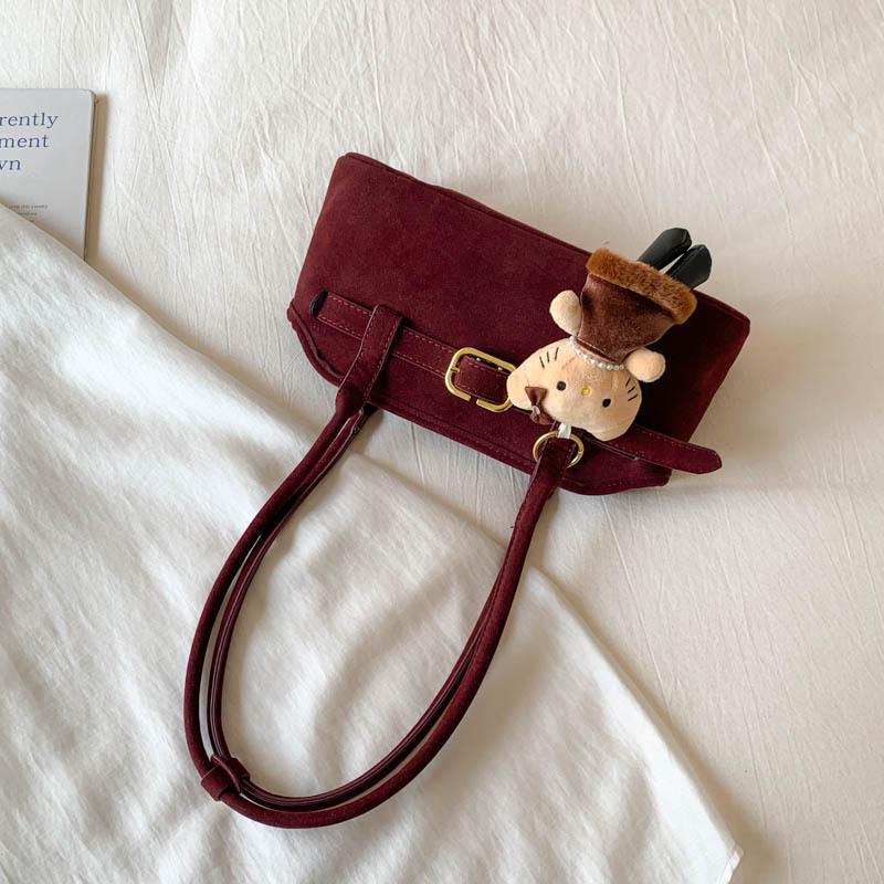 Women's Luxury Suede Shoulder Bag - Retro Matte Design, French-Inspired Baguette for Autumn/Winter