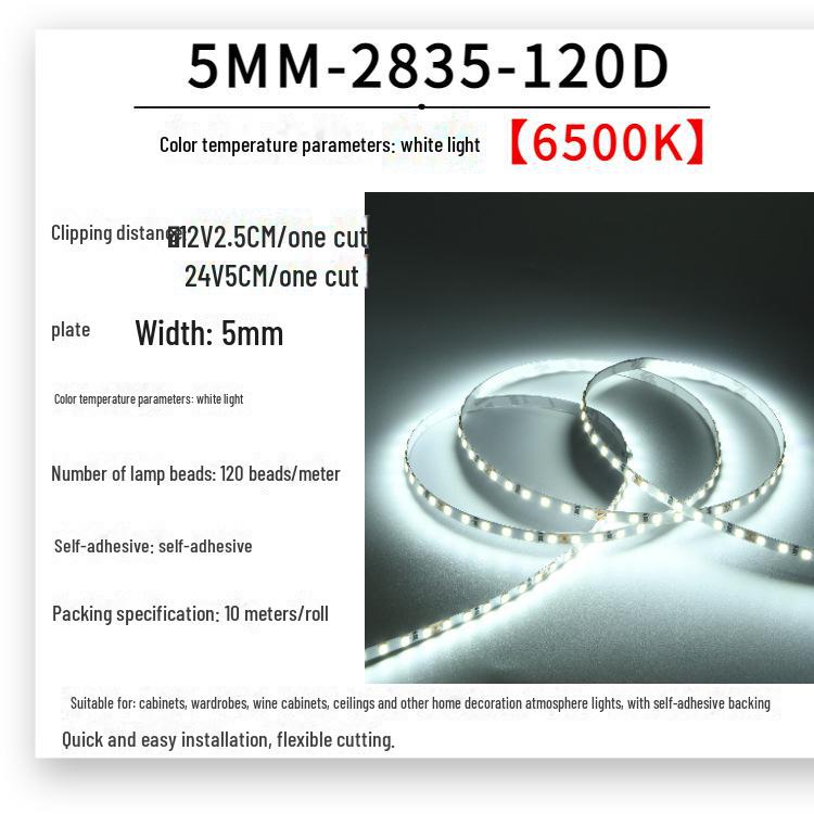 Low Voltage 12V/24V 5mm SMD 2835 LED Linear Light Strip for Wardrobes/Cabinets