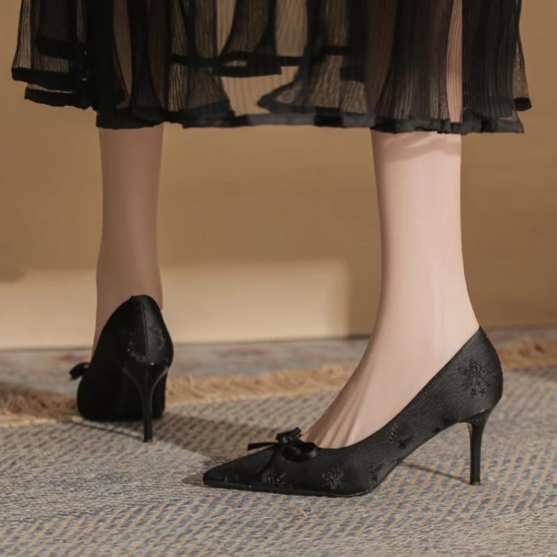 Fashion Spring Autumn 2025 New Style Fashion Comfortable Women Pumps Elegant Versatile Pearl Shallow Thick Heel High Heels Female Shoes