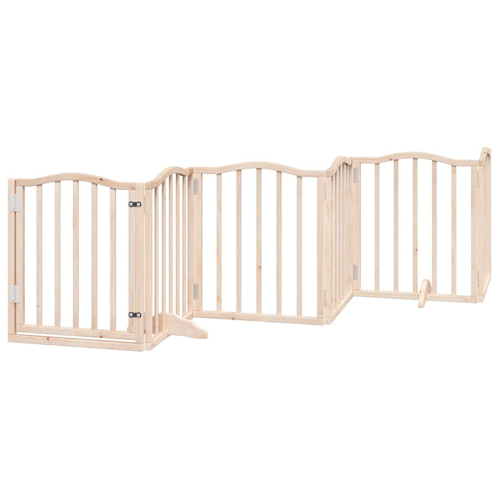 12 Piece Foldable Dog Gate with Door 600 cm Poplar Wood