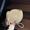 Women Hollow Straw Bag Circle Rattan Bag Round Soft Paper Rope Shoulder MessengerBag Tassel Summer Beach Handmade Crossbody Bags