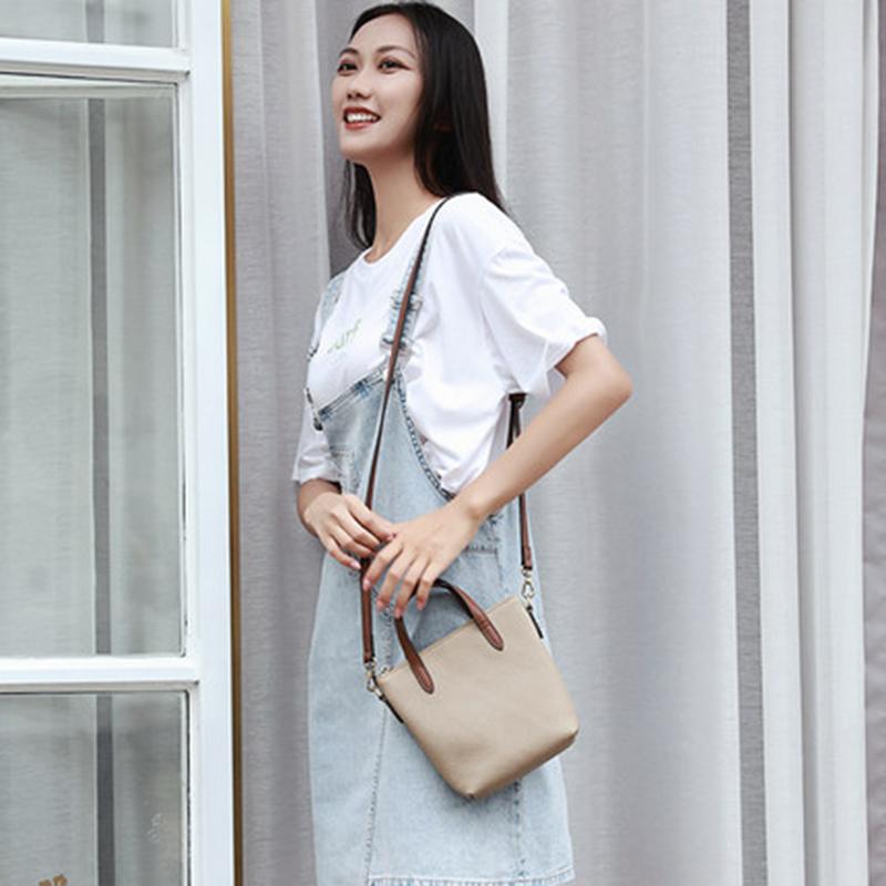 New Women Bucket Bag Contrast Color Large Capacity Soft Leather Female Crossbody Bag Fashion Classic Textured Handbag