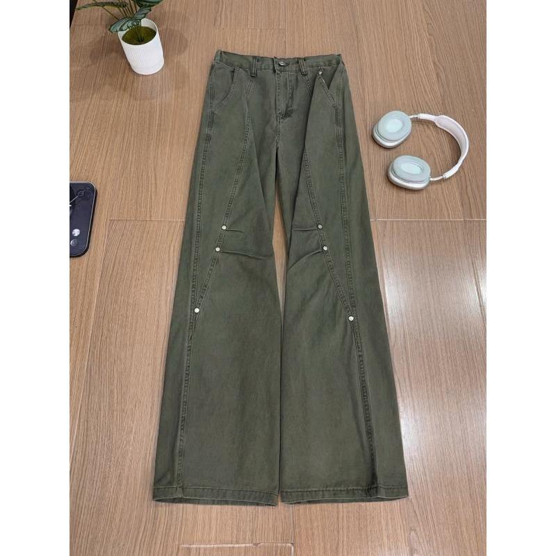 Gehrungsschnitt Niete lässige Latzhose Herren Retro gerade lässige Hose coole sa Stil Cleanfit Weitbeinige Hose