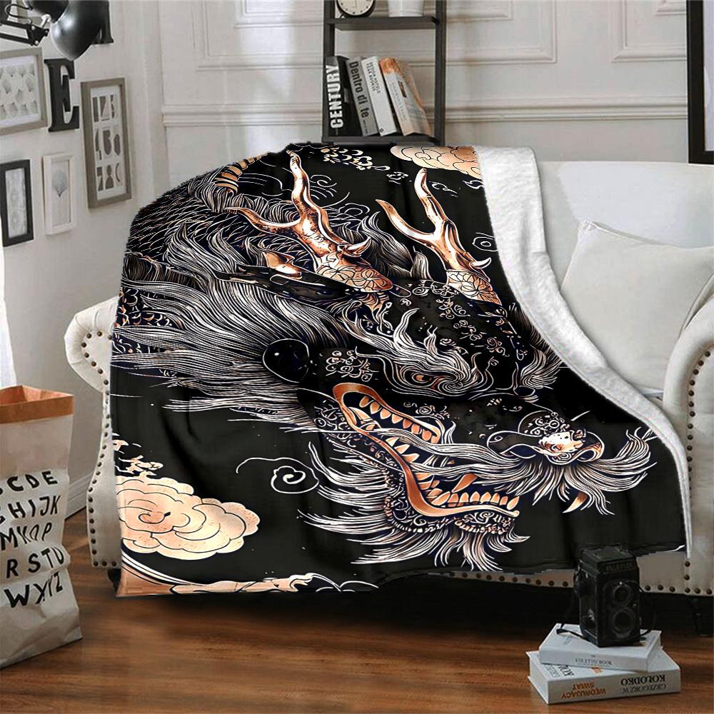 1PC Dragon Head Design Blanket - Soft Warm All-Season Throw for Sofa, Bed, Car, Office, Throw For Sofa Yy250916085