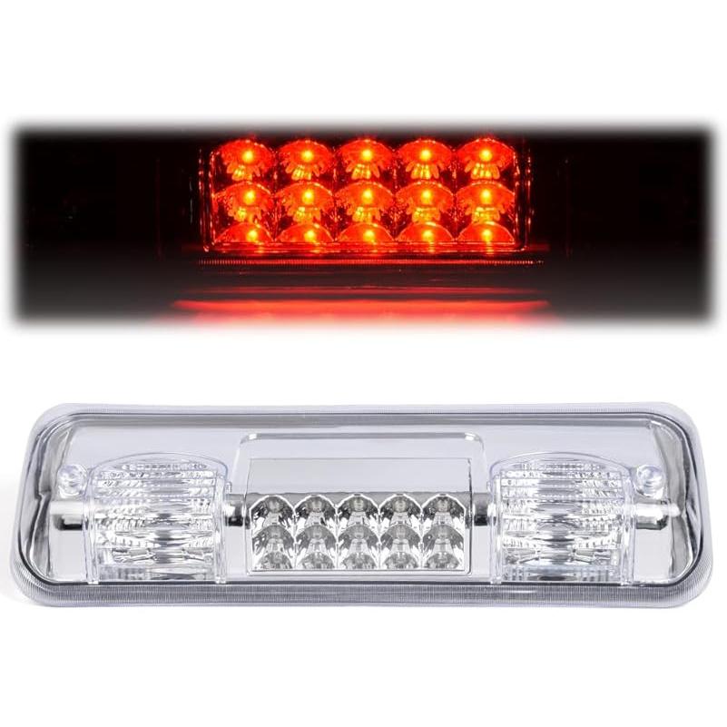 PIT66 3Rd Brake Light Compatible With 2004-2008 Ford F150 High Mount Center Rear Roof Third Cargo Light Parking Light Halogen Clear/Red Lens Tercera