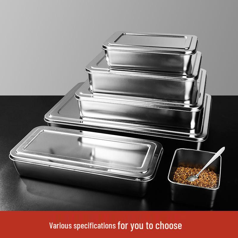 Stainless Steel Condiment and Ingredient Storage Box Set with Lids