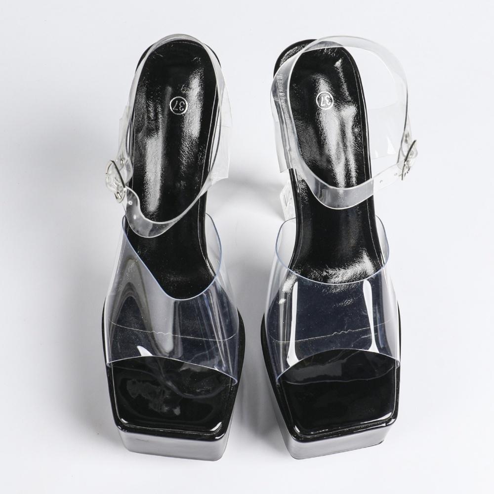 Women's Transparent One-Strap High-Heeled Crystal Slippers, Outer-Wear Casual Shoes, Sizes 5-11 US, LFD-3640-1