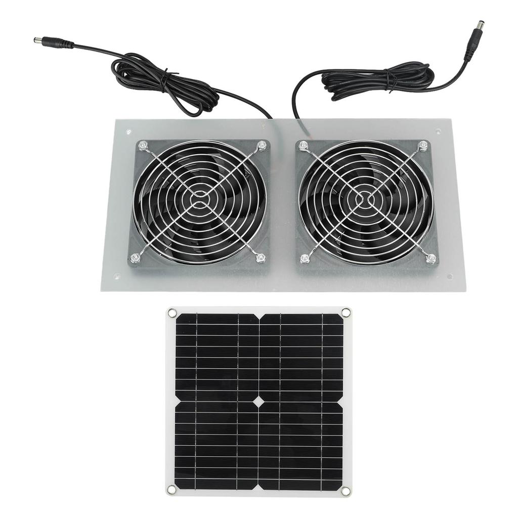 15W Solar Panel Powered Fan Efficient Solar Powered Dual Fan Kits for Chicken Coop Greenhouses Shed