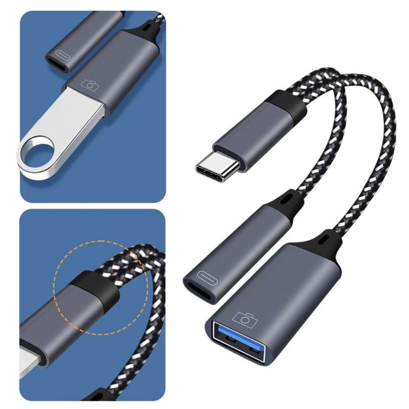 USB C Y Cable OTG Adapter USB C to USB OTG Splitter Support Fast Charging Highly speed Data Syncing Connecting Keyboards